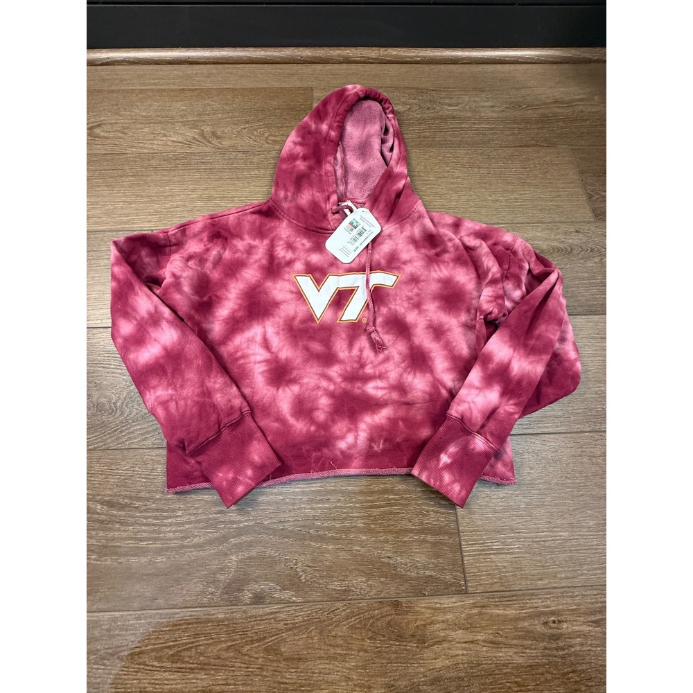 Virginia Tech Tie-Dye Cropped Hoodie - Maroon